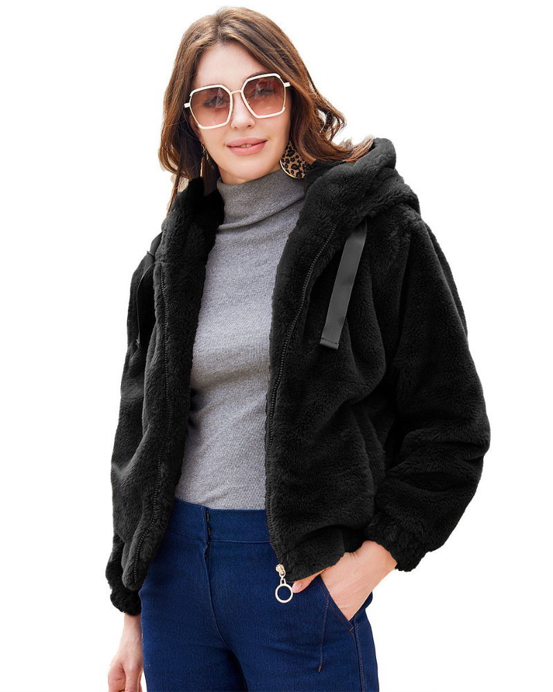 Emmaru Teddyvest til kvinder med hætte – varm fleecejakke med komfortabel pasform og trendy look