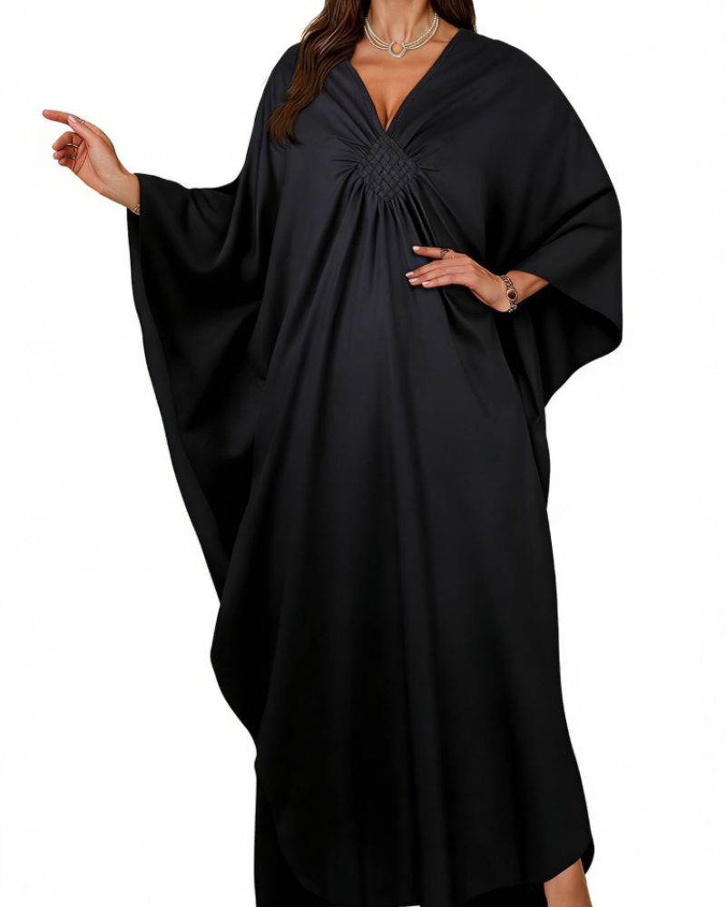 Janet Kaftan Femme Grande Taille – Maxi lepršava haljina za plažu, V-izrez i boho šišmiš rukavi