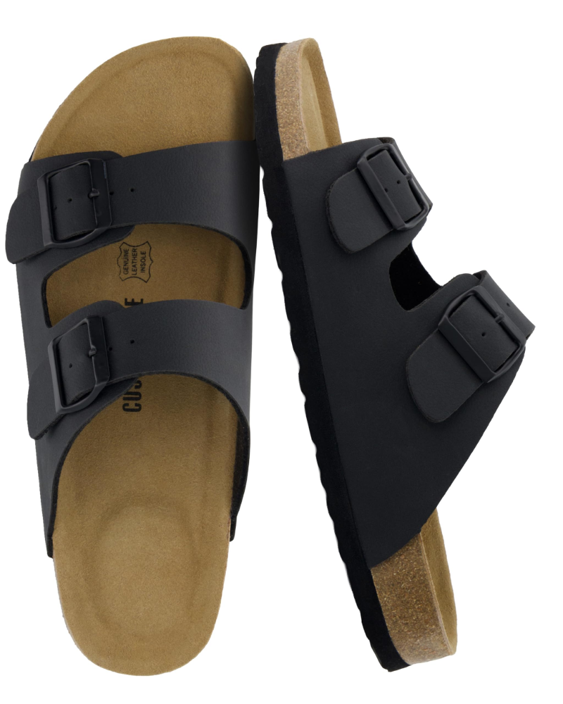 Knoah Sandales Homme – Slides Confort avec Semelle Liège & Double Boucle Réglable