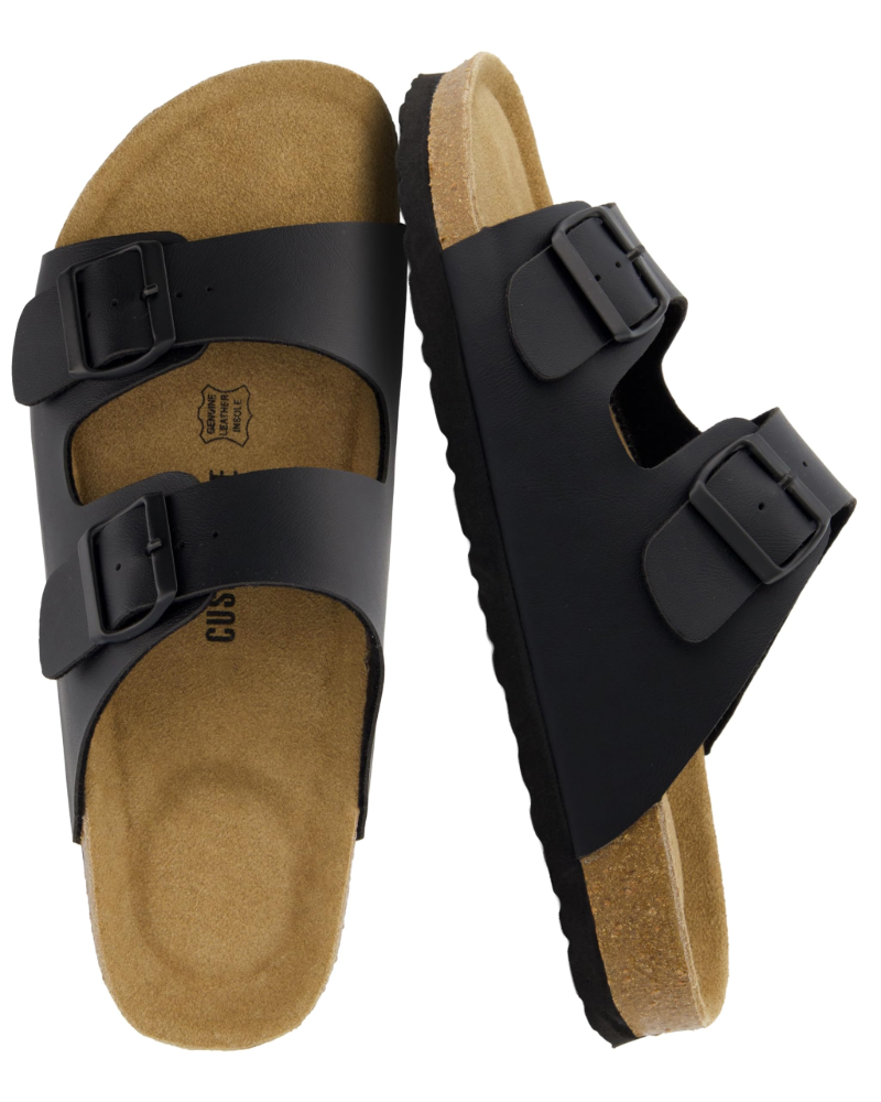 Knoah Sandales Homme – Slides Confort avec Semelle Liège & Double Boucle Réglable
