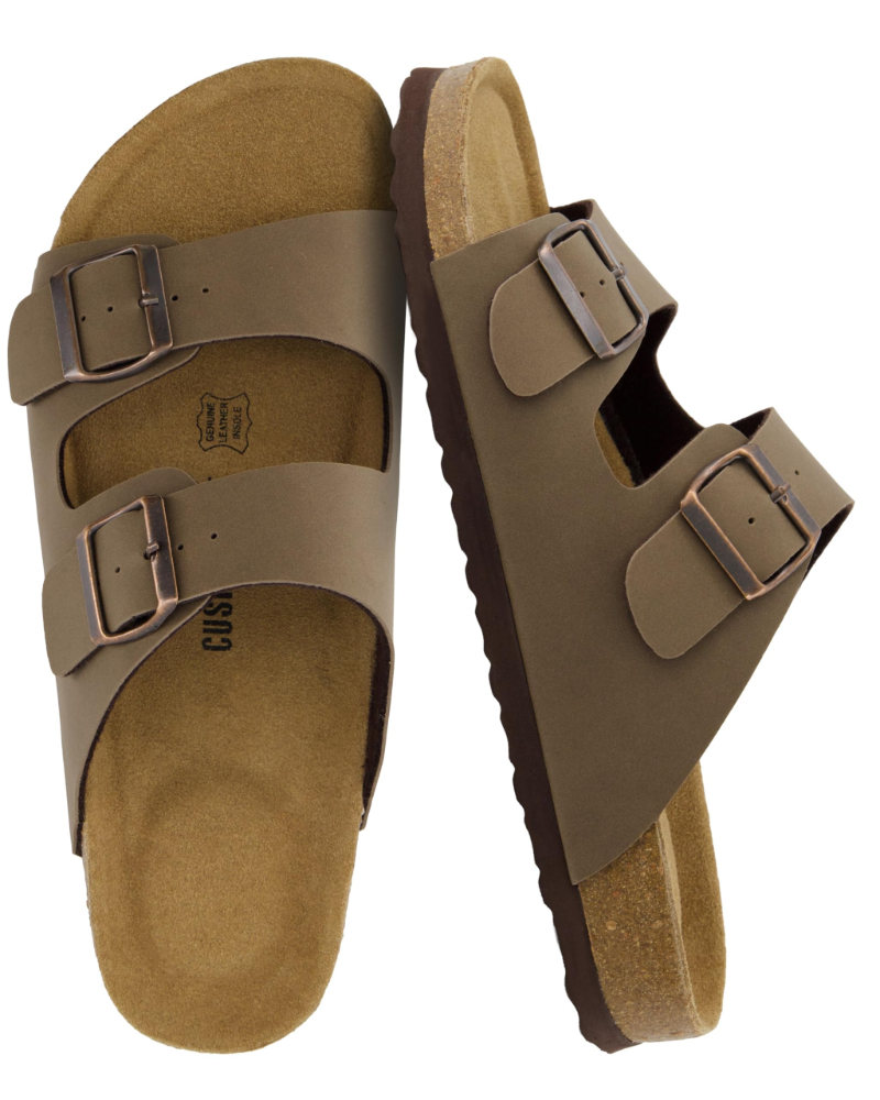 Knoah Sandales Homme – Slides Confort avec Semelle Liège & Double Boucle Réglable