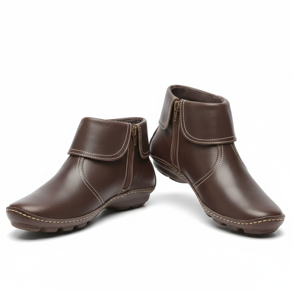 Leila Bottes Femme – Bottines Imperméables en Cuir Souple avec Semelle Antidérapante