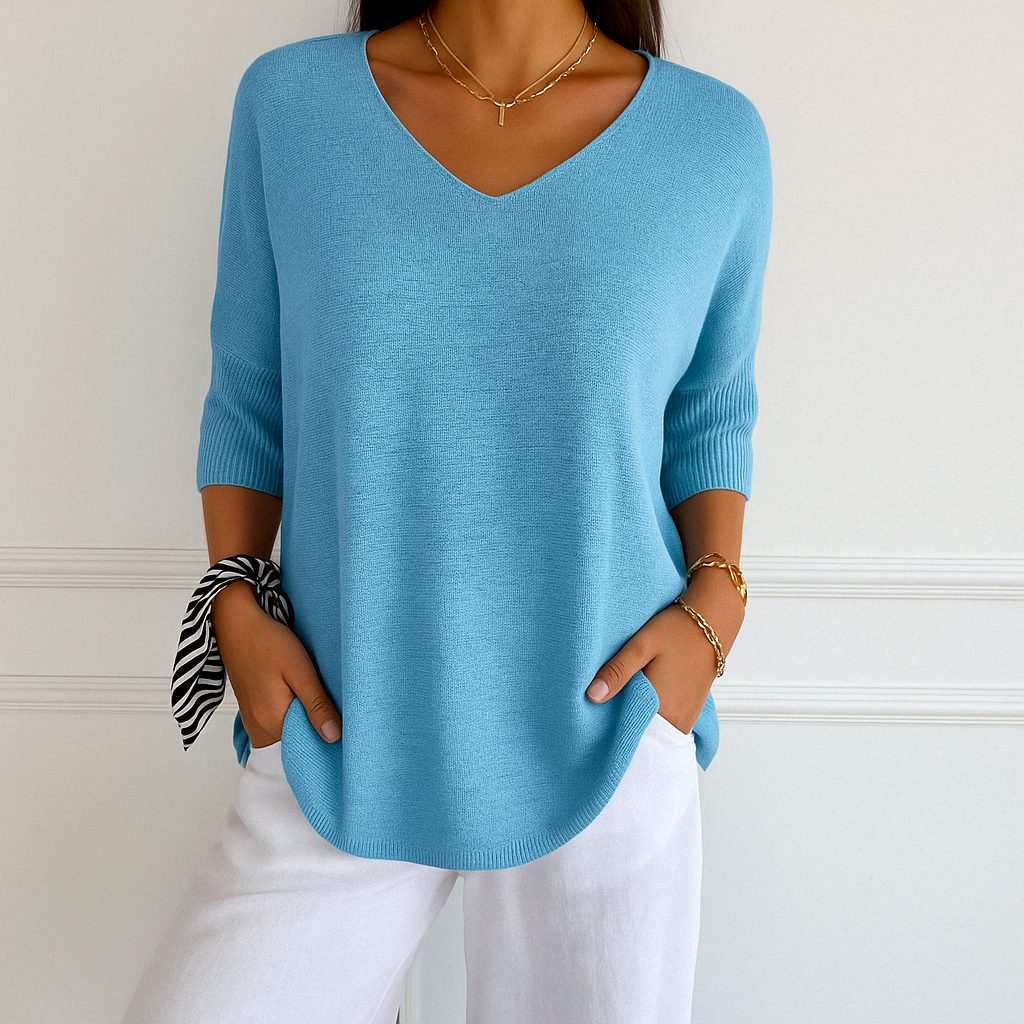 Coraline Pull Col V Femme – Feinstrick, weich & elegant für einen raffinierten Stil
