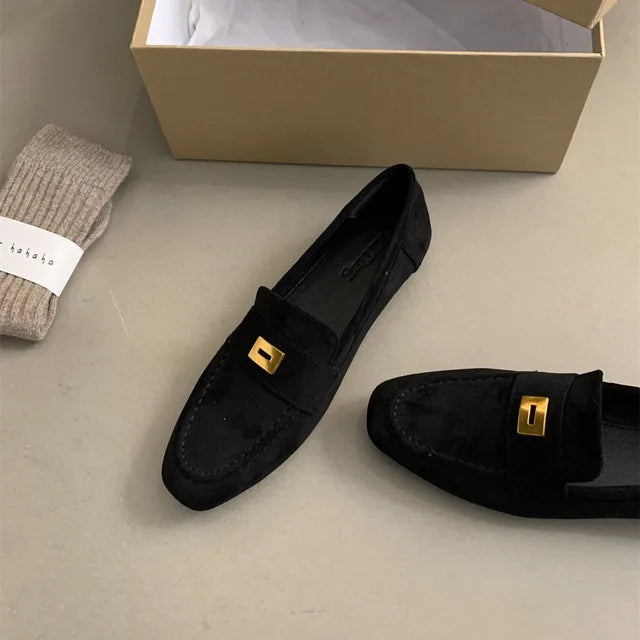 Lina Mocassins Femme – Chaussures Élégantes en Daim Léger avec Design Classique & Confort
