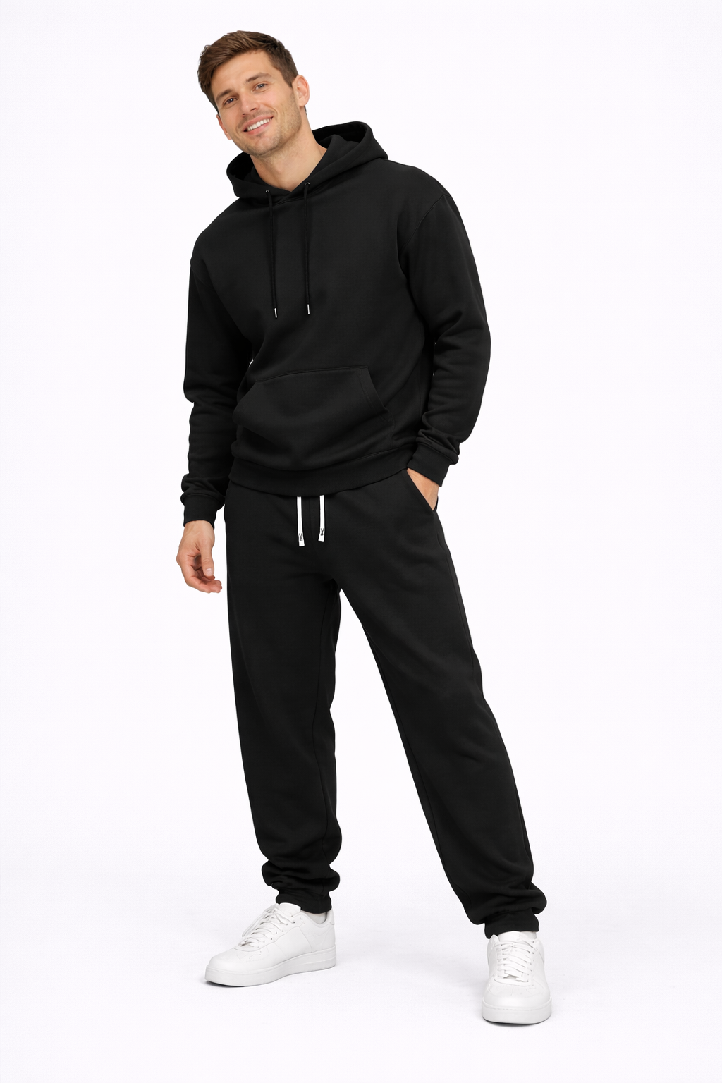 Luca Ensemble Sport Homme Uni – Hoodie à Capuche & Jogger Confort en Polyester