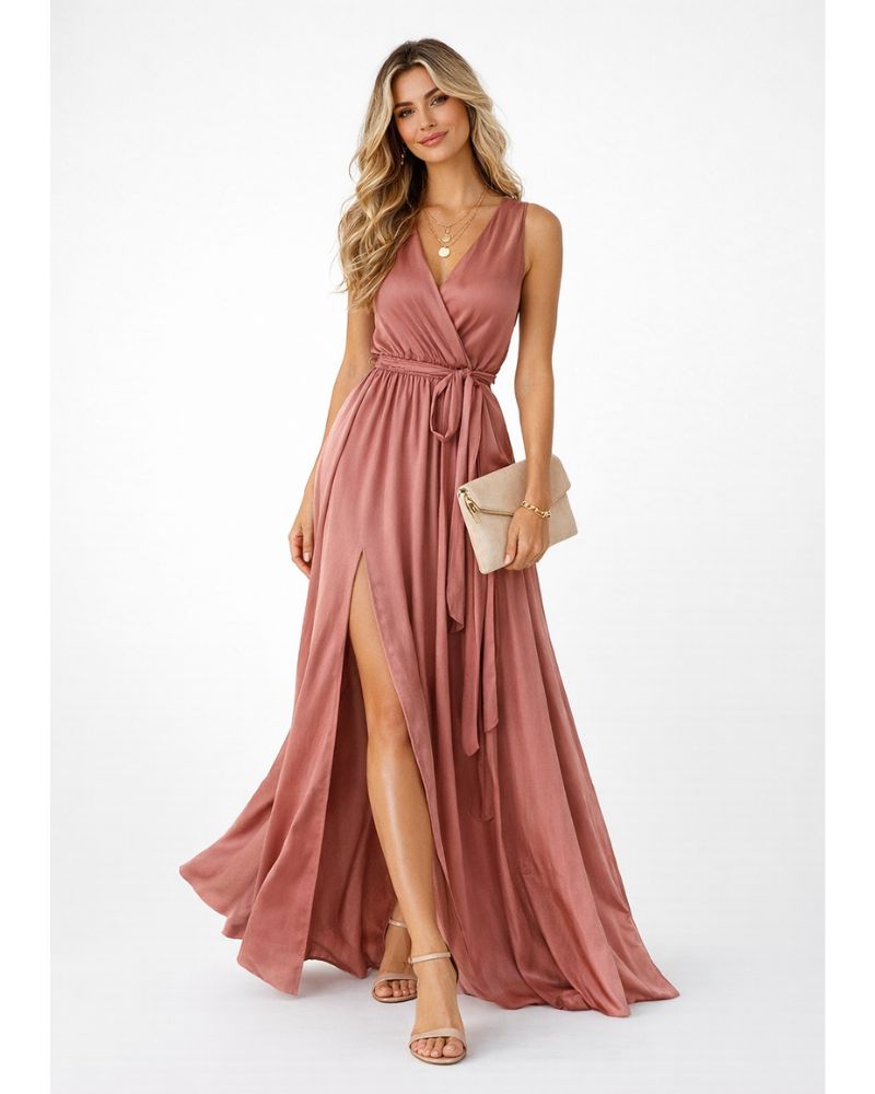 Lunesia Abendkleid Damen – Elegantes langes ärmelloses und fließendes Kleid für elegante Veranstaltungen