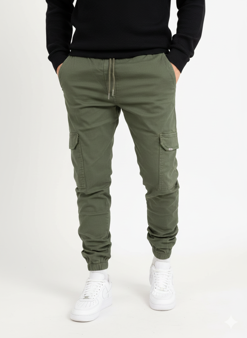 Mariano Pantalon Cargo Homme – Jogger Long avec Taille Élastique, Poches Cargo & Coupe Moderne