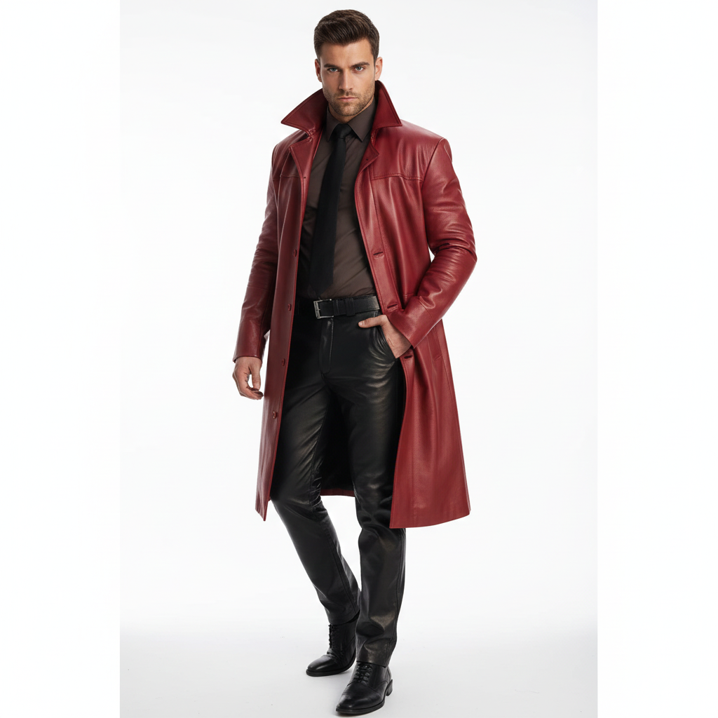 Marlo Trench Lang Herre – Elegant Frakke med Klassisk Knaplukning Moderne Snit
