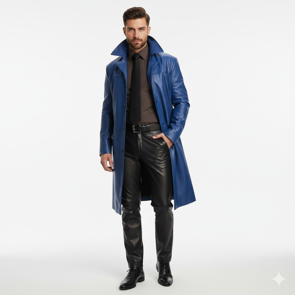 Marlo Trench Lang Herre – Elegant Frakke med Klassisk Knaplukning Moderne Snit