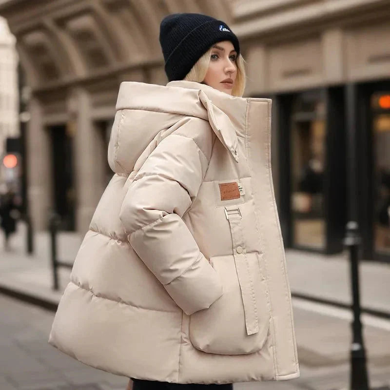 Hainie Doudoune Impermeable Femme – Manteau Hiver Chaud avec Capuche & Coupe Oversize