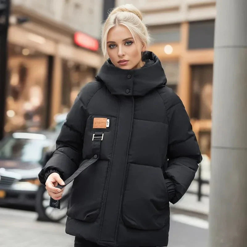 Hainie Doudoune Impermeable Femme – Manteau Hiver Chaud avec Capuche & Coupe Oversize