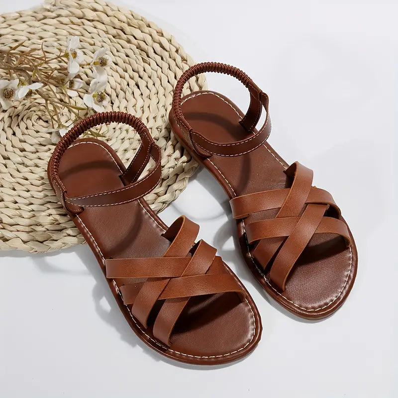 Sloane Sandalen Damen – Flache Sandalen mit gekreuzten Riemen mit Komfort & lässigem Stil