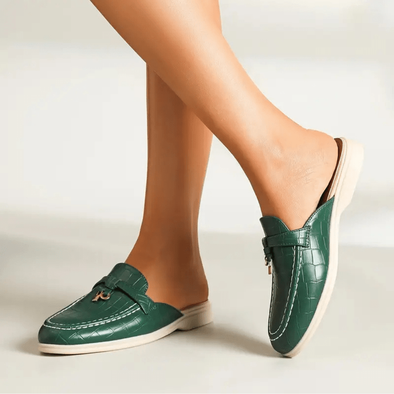 Lydia Mules Mulher de Calçar – Mules Sem Salto com Fivela Elegante e Sola Confortável