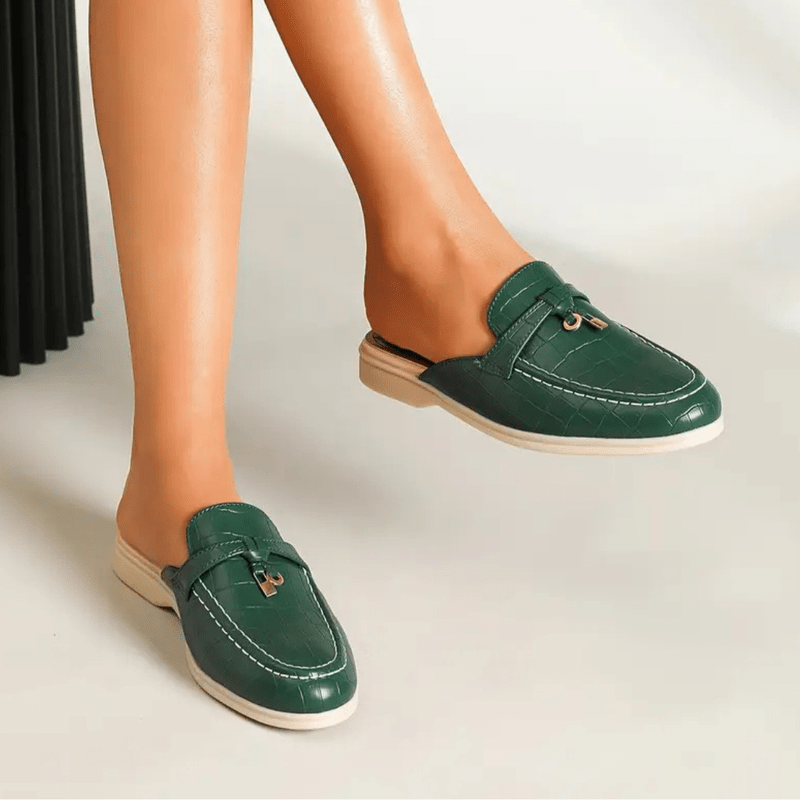 Lydia Mules Mulher de Calçar – Mules Sem Salto com Fivela Elegante e Sola Confortável