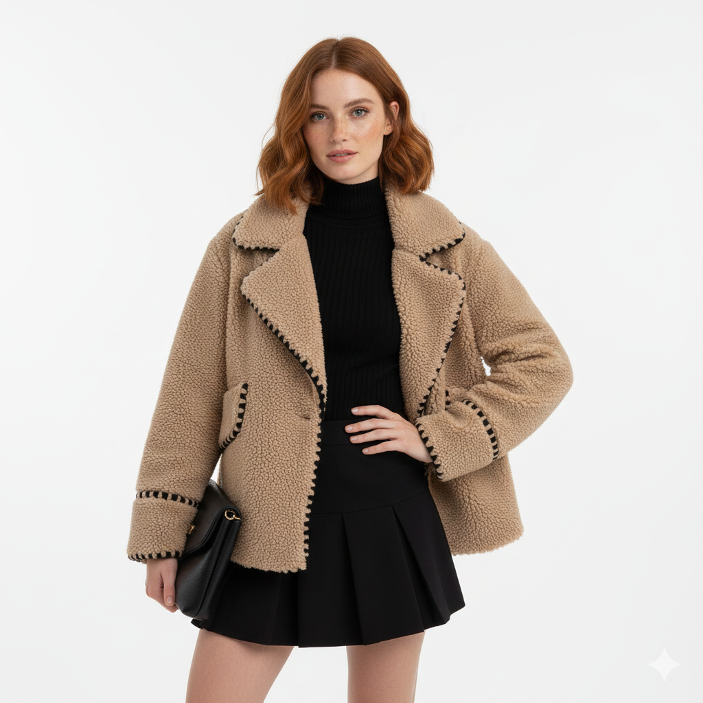 Melissa Mode Γυναικείο Structured Μπουφάν – Χαλαρή Γραμμή με Γιακά Revers Στυλ Streetwear Χειμώνας