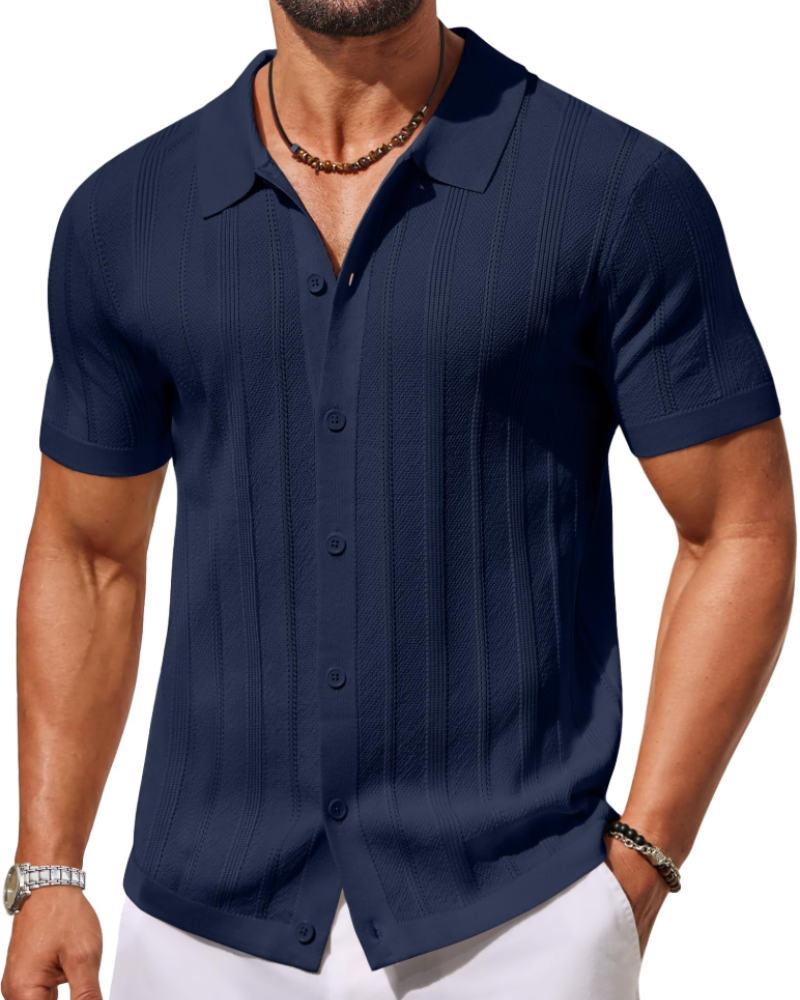 Maélio poloshirt voor heren van gebreide stof – ademend poloshirt met korte mouwen en klassieke kraag, casual chic