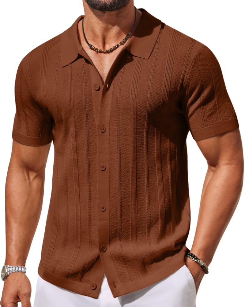 Maélio poloshirt voor heren van gebreide stof – ademend poloshirt met korte mouwen en klassieke kraag, casual chic