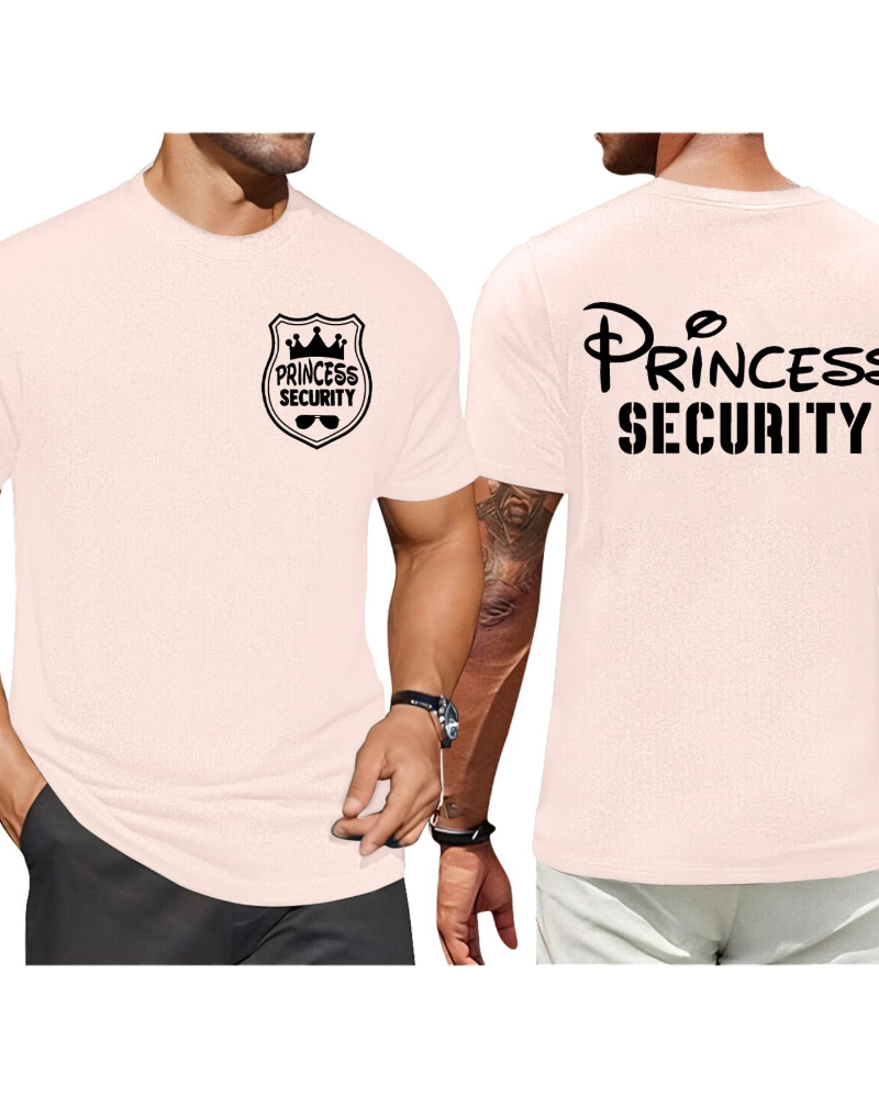 Max T-paita miehille – humoristinen Princess Security -t-paita, joustavaa puuvillaa, rento
