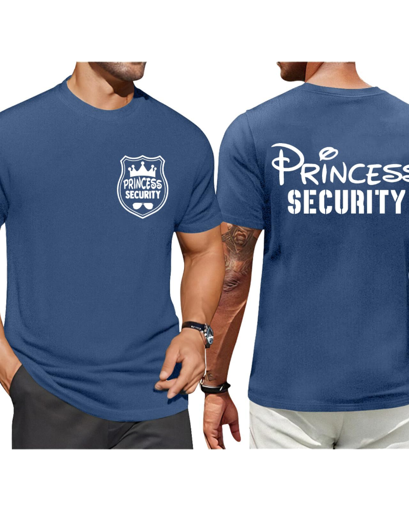 Max T-paita miehille – humoristinen Princess Security -t-paita, joustavaa puuvillaa, rento