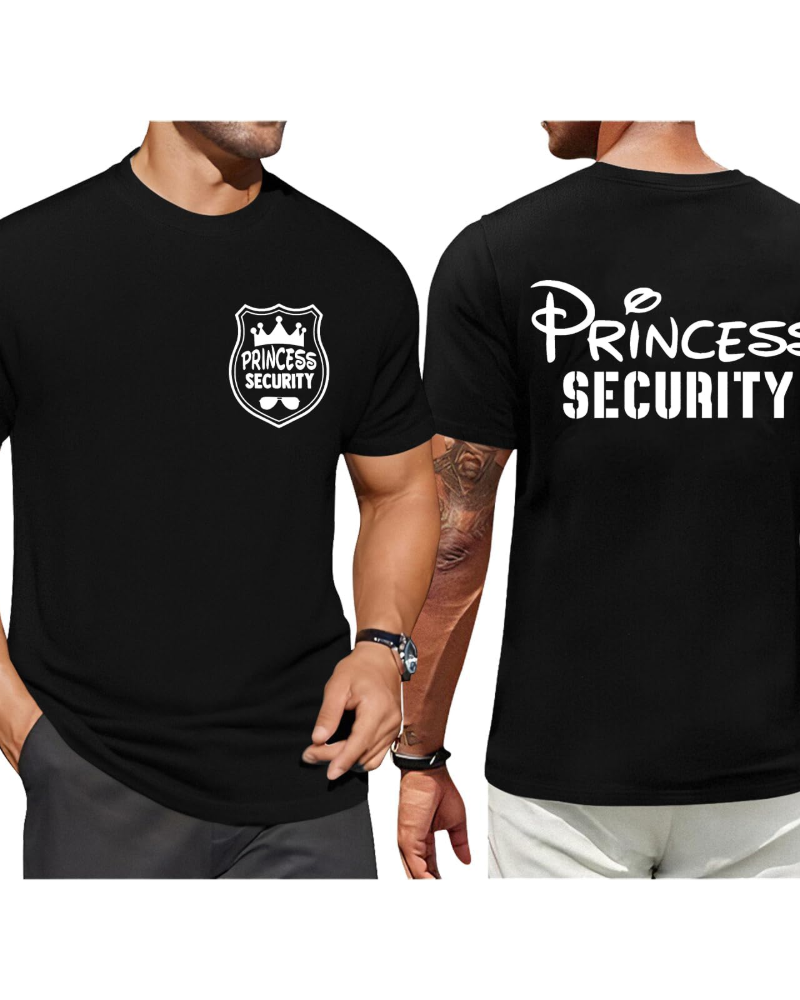 Max T-paita miehille – humoristinen Princess Security -t-paita, joustavaa puuvillaa, rento