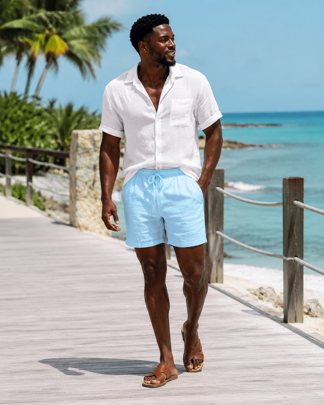 Maélan Men’s Shorts 100% Cotton – Lightweight, Breathable, Straight-Cut Mid-Thigh Shorts