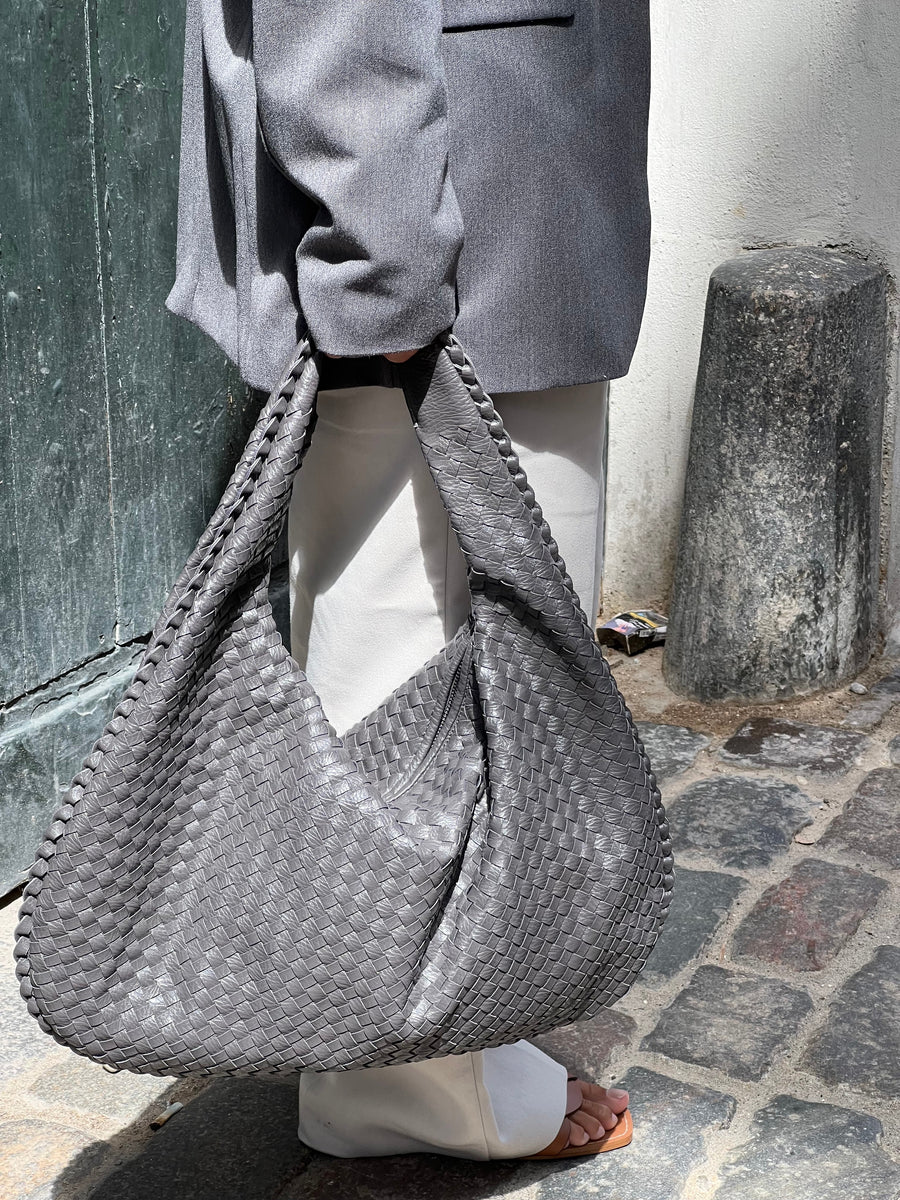 Noa Sac à Main Tressé Femme – Diseño Elegante en Cuero Vegano con Gran Espacio y Cierre de Cremallera