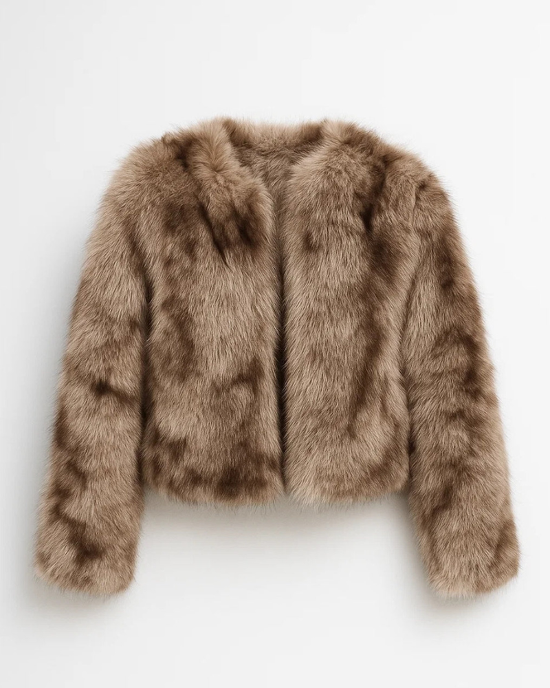 Norra Casaco Curto Feminino em Pêlo Sintético – Volume Elegante e Glamouroso para o Inverno