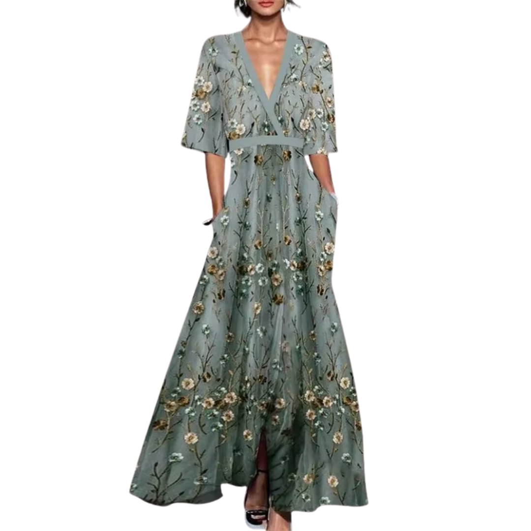 Robe Printanière Femme Noelle – Élégance Féminine avec Motif Fleuri & Tissu Léger