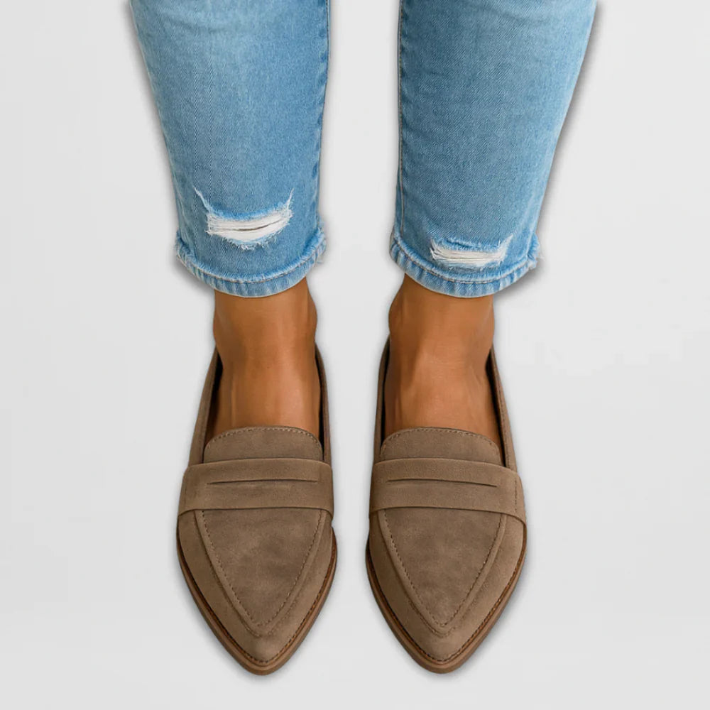 Nora Mocassins Femme – Chaussures Élégantes en Daim avec Bout Pointu & Style Polyvalent