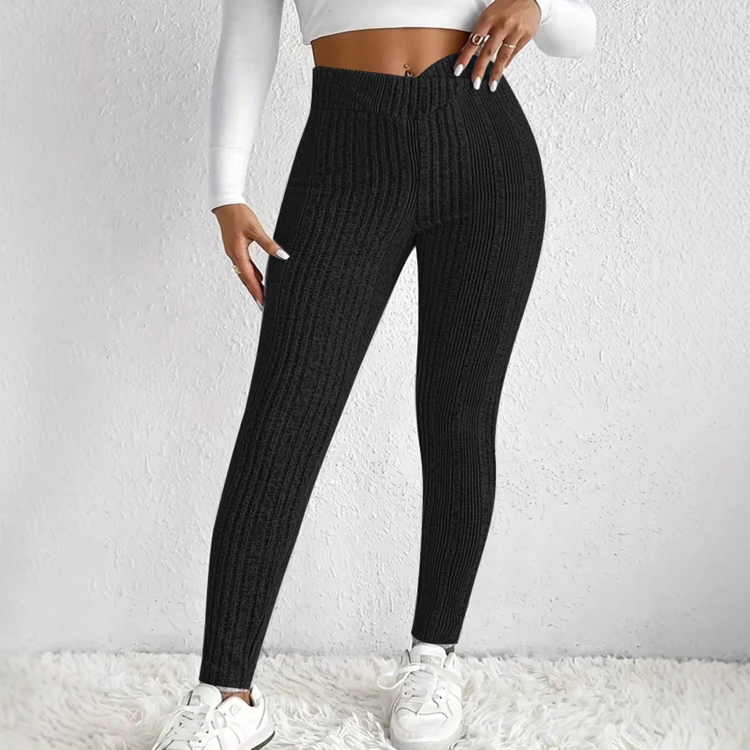 Sage Pantalon Mujer – Pantalon a Rayas Chic Ajustado y Cómodo para un Estilo Moderno Otoño/Invierno