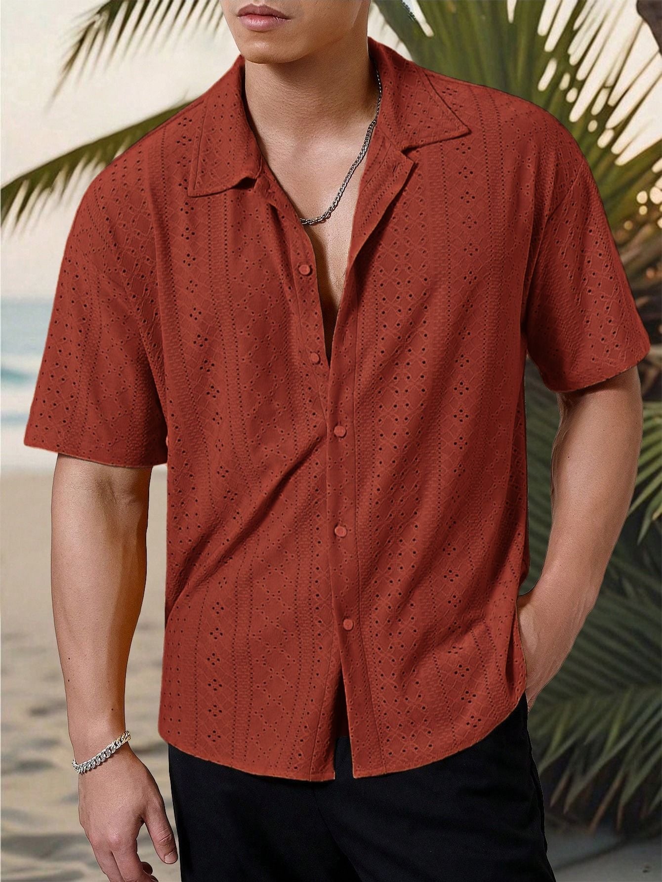 Marjhun Chemise Homme – Chemise Texturée Boutonnée Élégante & Confortable pour Look Décontracté