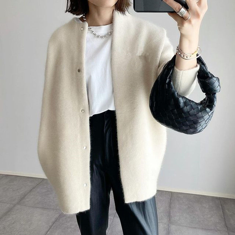 Lillian Long Gilet en Maille para Mujer – Superposición suave de apertura abierta para otoño e invierno