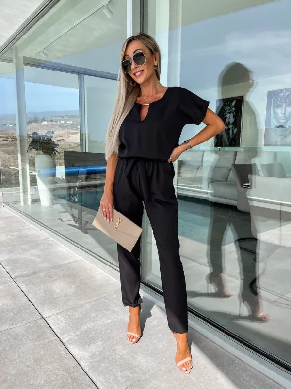 Tessa Combinaison Femme Élégante – Tenue Chic à Manches Courtes pour Été & Occasions Décontractées