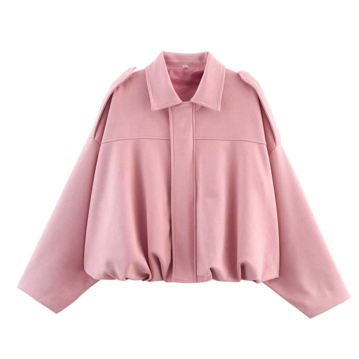 Casaco Elliana para Senhora – Casaco Largo com Efeito Camurça e Bolsos Práticos para Outono/Inverno