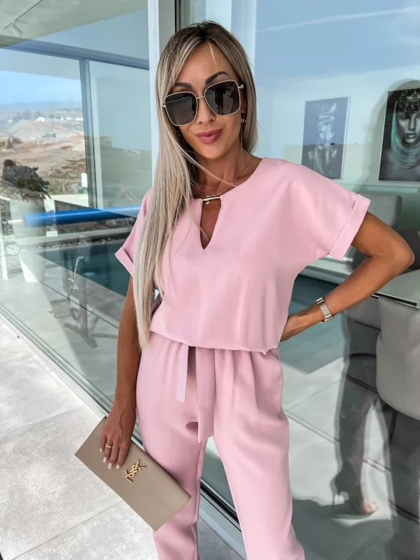 Tessa Combinaison Femme Élégante – Tenue Chic à Manches Courtes pour Été & Occasions Décontractées