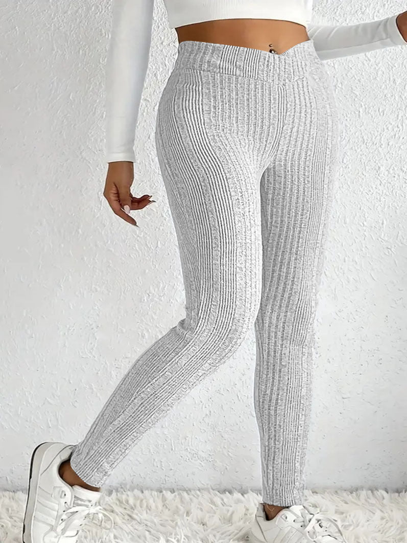 Sage Pantalon Mujer – Pantalon a Rayas Chic Ajustado y Cómodo para un Estilo Moderno Otoño/Invierno