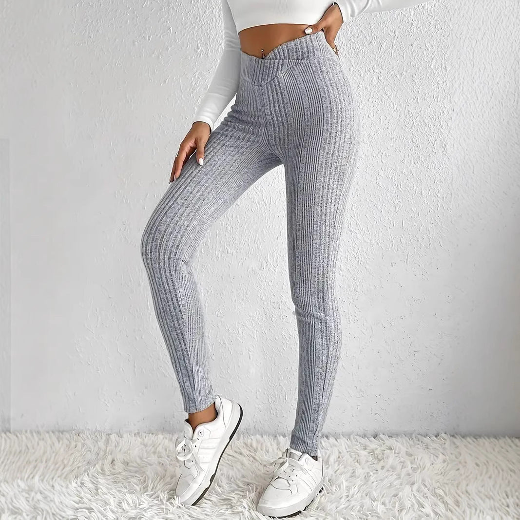 Sage Pantalon Mujer – Pantalon a Rayas Chic Ajustado y Cómodo para un Estilo Moderno Otoño/Invierno