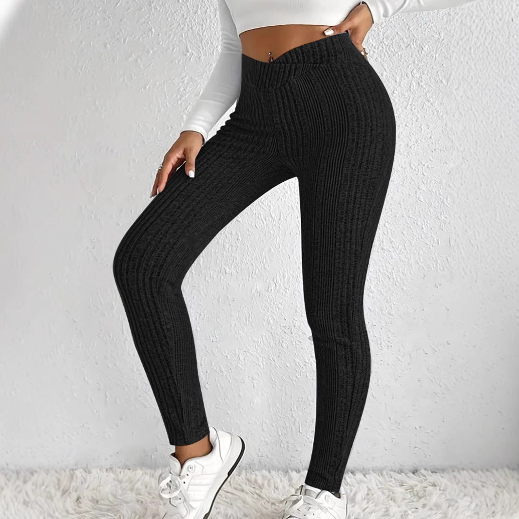 Sage Pantalon Mujer – Pantalon a Rayas Chic Ajustado y Cómodo para un Estilo Moderno Otoño/Invierno