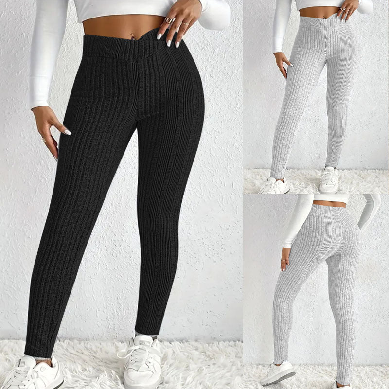 Sage Pantalon Mujer – Pantalon a Rayas Chic Ajustado y Cómodo para un Estilo Moderno Otoño/Invierno