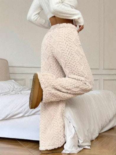 Valerie Pantalon Femme – Volné kalhoty z měkkého a elegantního žakárového plyše na podzim/zimu