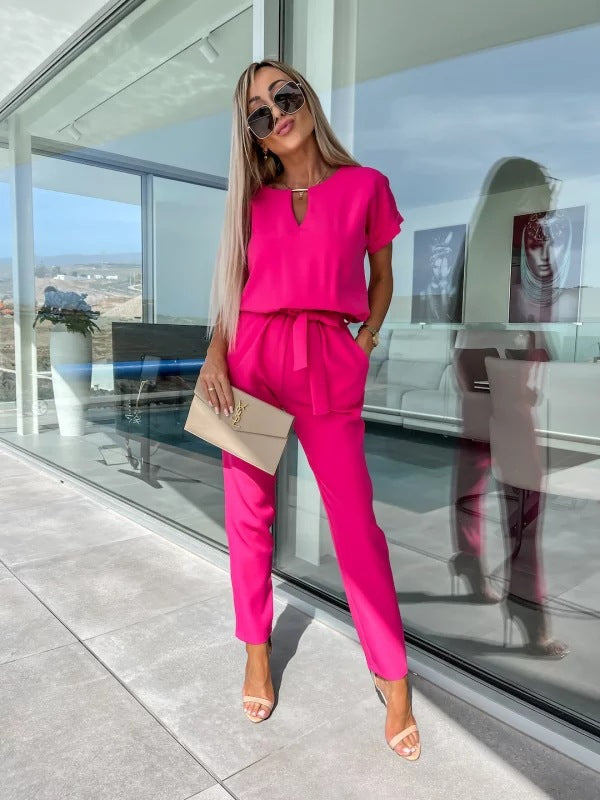 Tessa Combinaison Femme Élégante – Tenue Chic à Manches Courtes pour Été & Occasions Décontractées