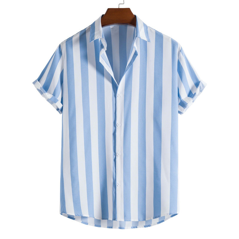 Liam Chemise Homme – Chemise Courte à Rayures Verticales Élégante & Légère pour Été Chic