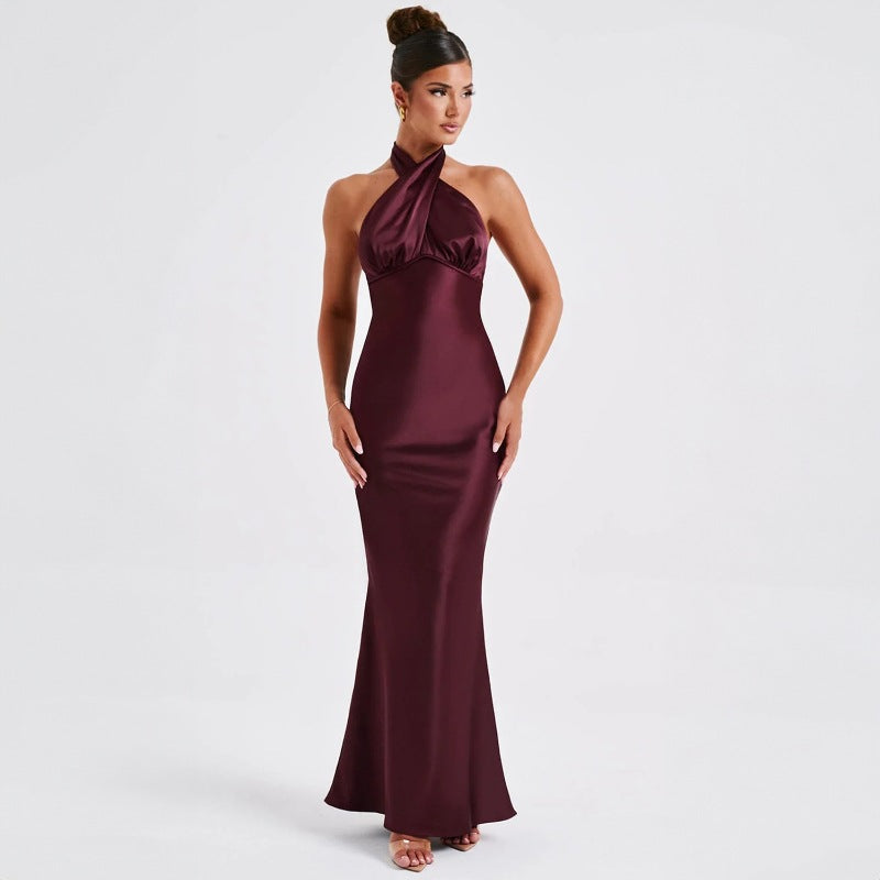 Mila Robe Longue Femme – Robe d'Été Sans Manches avec Dos Nu, Détail Noué & Coupe Élégante