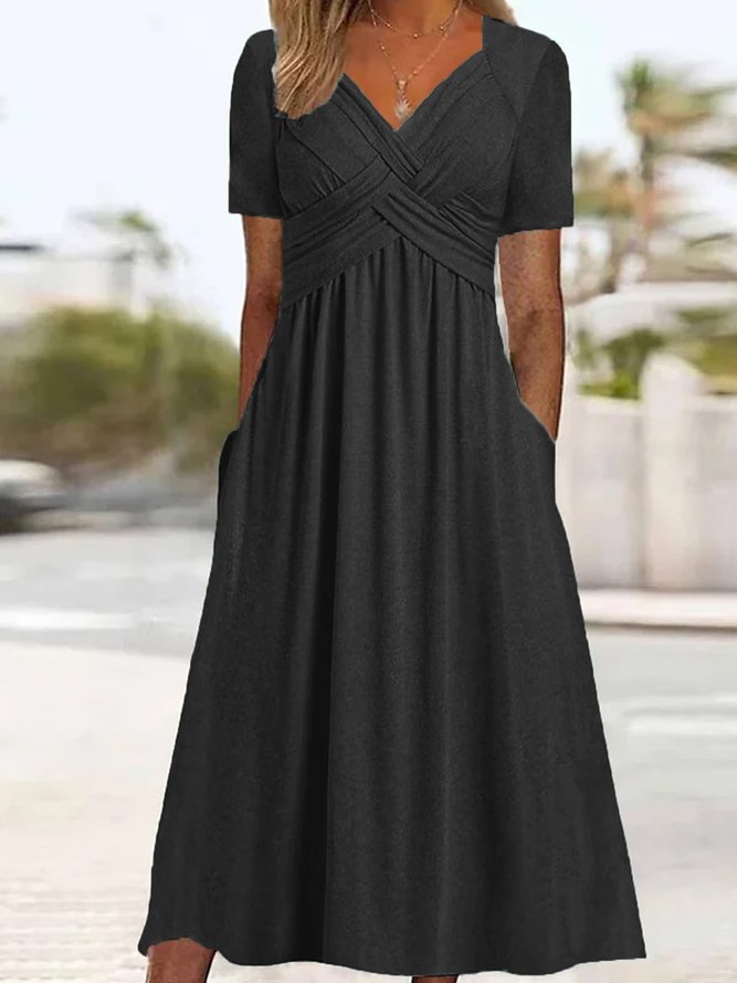 Elisabeth Robe Midi Femme – Elegantní šaty s výstřihem do V, volný střih a nadčasový styl