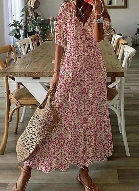 Amelia Long Dress for Women – Elegant Vintage Dress with Flowing Cut & Refined Detail