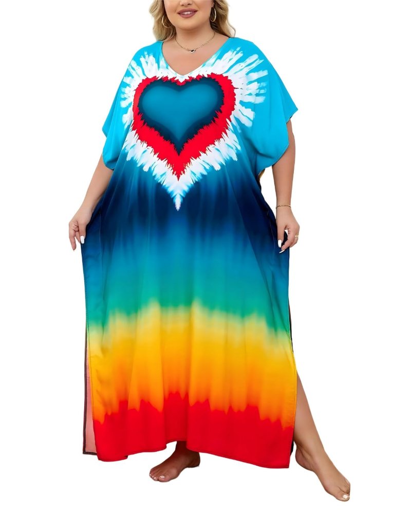 Olive Kaftan Femme Grande Taille – Robe Maxi Plage Fluide, Coupe Ample & Style Bohème