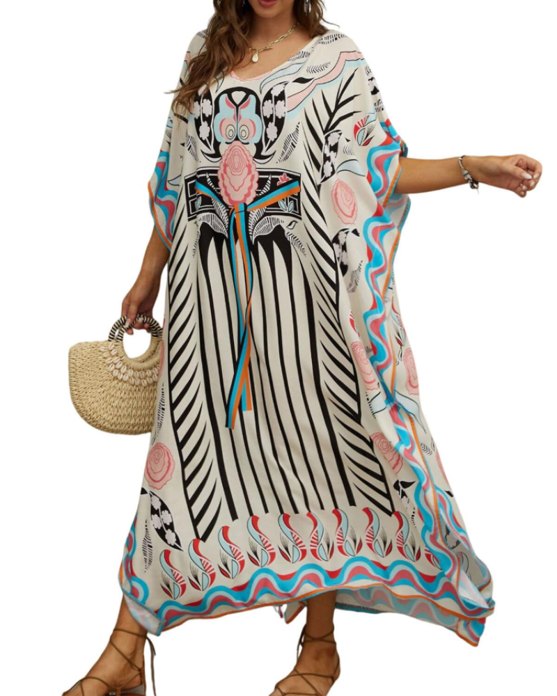 Olive Kaftan Femme Grande Taille – Robe Maxi Plage Fluide, Coupe Ample & Style Bohème