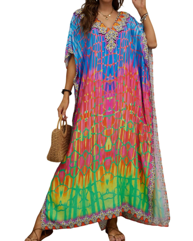 Olive Kaftan Femme Grande Taille – Robe Maxi Plage Fluide, Coupe Ample & Style Bohème