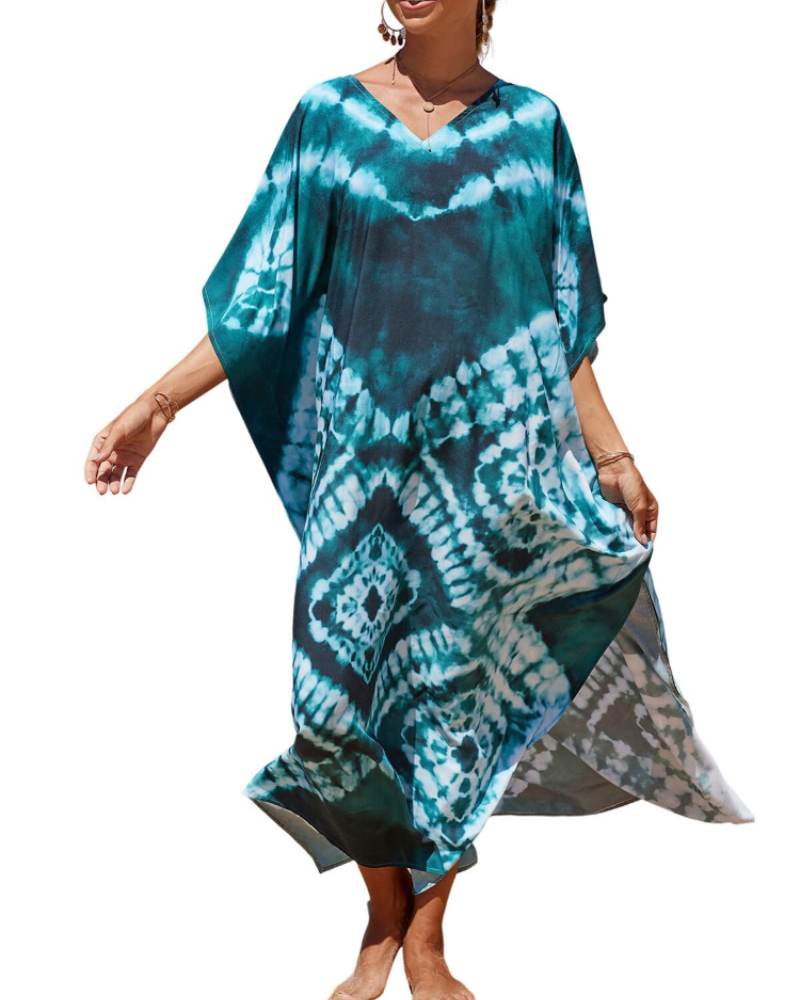 Olive Kaftan Femme Grande Taille – Robe Maxi Plage Fluide, Coupe Ample & Style Bohème