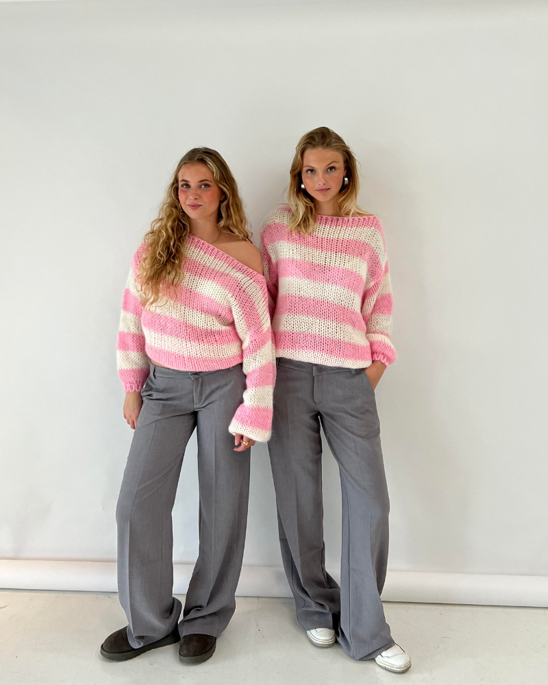 Louisa Pull Femme en Tricot – Pull Oversize Rayé en Matière Douce au Design Tendance
